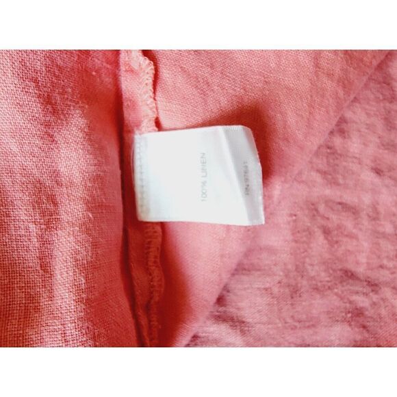 J Jill XL Love Linen Button Down Shirt Pink Peach Long Sleeve Blouse 100%‎ Linen - Picture 6 of 6